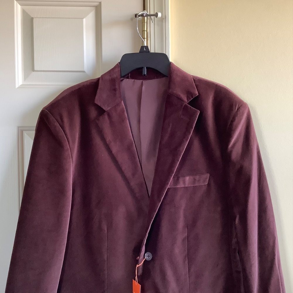 NDX Velvet Suit BlazerJacket Men’s Burgundy SZ XL - Picture 2 of 15